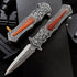 Leaf Patterned Wood Handle Japanese Pocket Knife with Clip, 8.9" Tactical Survival Folding Knife for Outdoor Camping, Hunting, EDC, Fishing, Gifts...