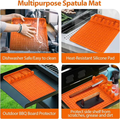 Silicone Griddle Tools Mat for Blackstone,Spatula Mat with Drip Pad Grill Mat,Side Shelf Mat for Blackstone Food Grade Grill BBQ Caddy Utensils Ho...