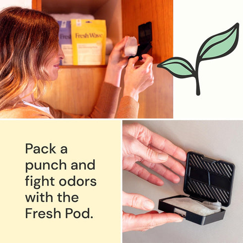 Fresh Wave Odor Removing Fresh Pod | 2 Refillable Fresh Pods & 2 Fresh Wave Packs | Safer Odor Relief | Natural Plant-Based Odor Eliminator for Sm...