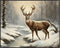 Posterizer 1 pcs-majestic deer in snowy winter scene-oil painting style-7-Art for Animal Lovers-Landscape & Nature Art-Decor for Home & Office- un...
