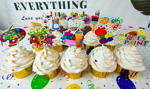36Pcs Art Paint Party Cupcake Toppers Paint Brush Cupcake Picks Art Party Cake Decoration for Art Painting Theme Birthday Party Baby Shower Paint ...