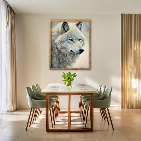 Posterizer 1 pcs-white arctic wolf in snowy nature-oil painting style -3-Art for Animal Lovers-Landscape & Nature Art-Decor for Home & Office- unf...