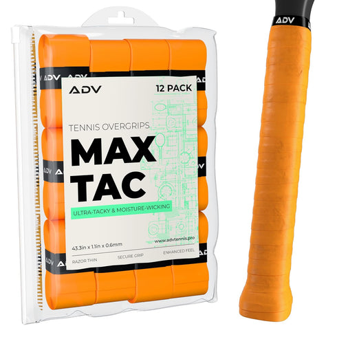ADV MaxTac Tacky Tennis Overgrip - 12 Pack Extremely Sticky Non-Slip Tennis Grips Overgrip - Razor-Thin & Easy to Use Pro Tennis Racquet Grip Tape...
