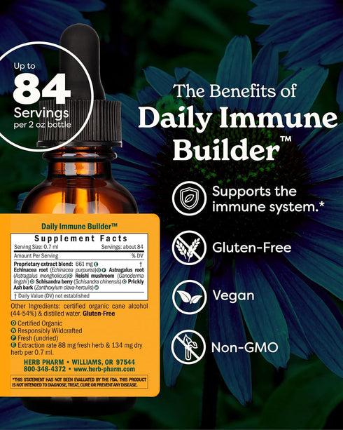 Herb Pharm Daily Immune Builder Herbal Immune System Defense - 2 Ounce...