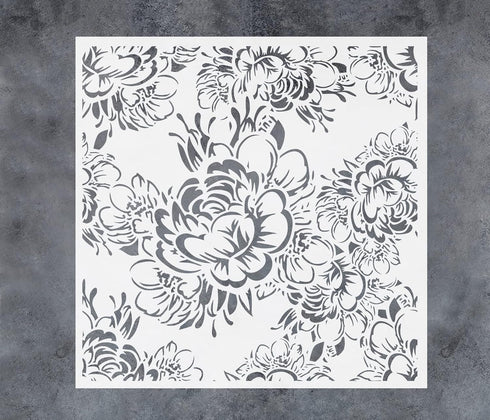 GSS Designs Peony Wall Stencil Reusable Floral Stencil for Walls DIY Flower Stencils for for Painting Walls Floors Wood Furniture (Peony 12'' x 12...