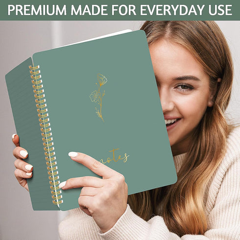 ABERLLS Spiral Notebook Journal For Women, Cute Dark Green 10.6" x 8.5" College Ruled Notebook with Lined Pages, Aesthetic Supplies to Stay Organi...