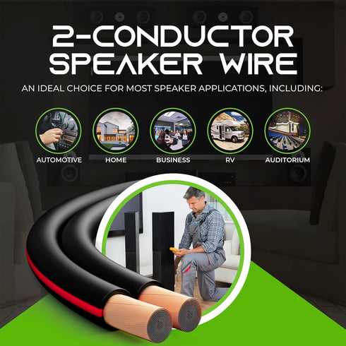 14AWG Speaker Wire, GearIT Pro Series 14 Gauge Speaker Wire Cable (20 Feet / 6.09 Meters) Great Use for Home Theater Speakers and Car Speakers, Bl...