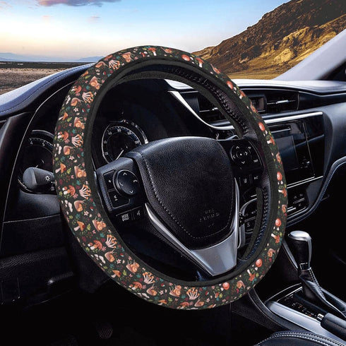 Mushroom Snail Butterfly Steering Wheel Covers Anti-Slip Elasticity Car Accessories Steering Wheel Protector Universal 15 Inch for Cars SUV Vehicl...