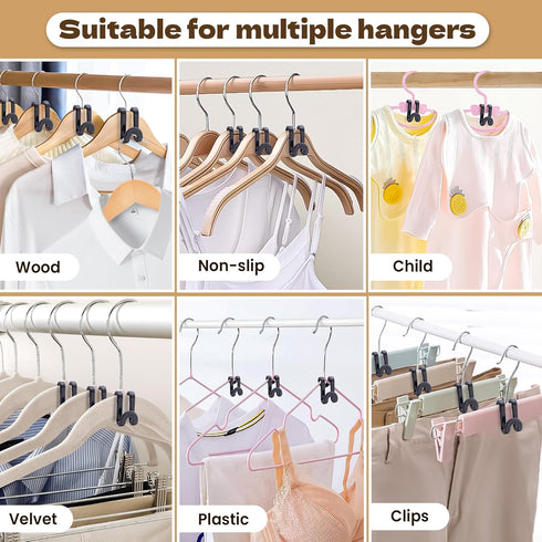 Mlici Clothes Hanger Connectors - 60 Pcs Multi-Level Cascading Hooks, Heavy Duty Plastic Mini Hooks for Space Saver Closet Organizer, Black...