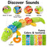 Infant Baby Musical Stuffed Animal Activity Soft Toys with Teether, Multi-Sensory Crinkle, Rattle and Textures, for Tummy Time Newborn 0-3-6-12 Mo...