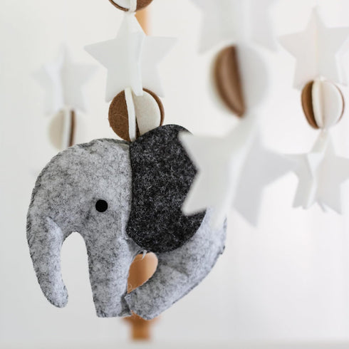 Scandinavian Elephant Baby Crib Mobile - Grey, Portable, Hanging Mobile for Newborns, Parents, Gift-givers...