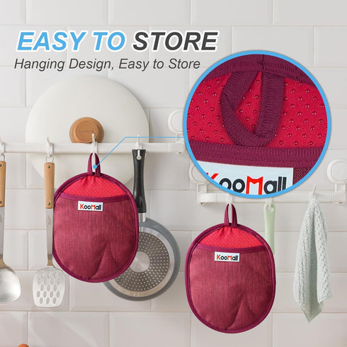 Easy Wear & Off, KooMall Silicone Pot Holders Set, Multi-Purpose Hot Pads for Kitchen, Trivets Potholders Oven Mitts for Baking Cooking Hot Dishes...