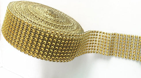 Acrylic Rhinestone Diamond Ribbon Wedding Cakes, Birthday Decorations, Baby Shower Events,Party Supplies, Arts Rhinestones for Crafts (Gold, 8row)...