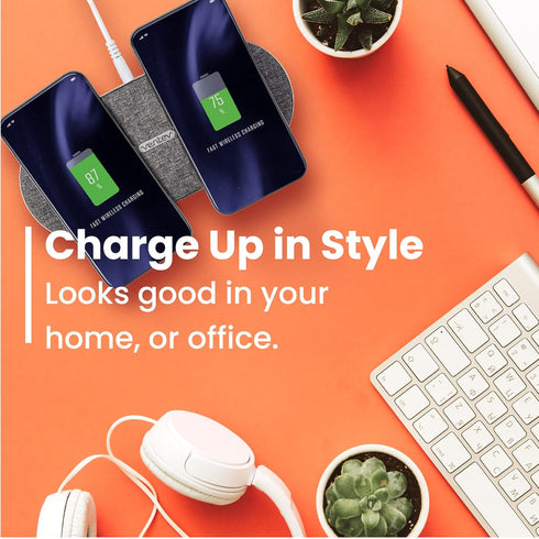 Ventev Wireless Chargepad Duo with Qi Technology | Fast Charging Samsung & Apple Charging Station for Two Phones At Once | Works as an iPhone Char...