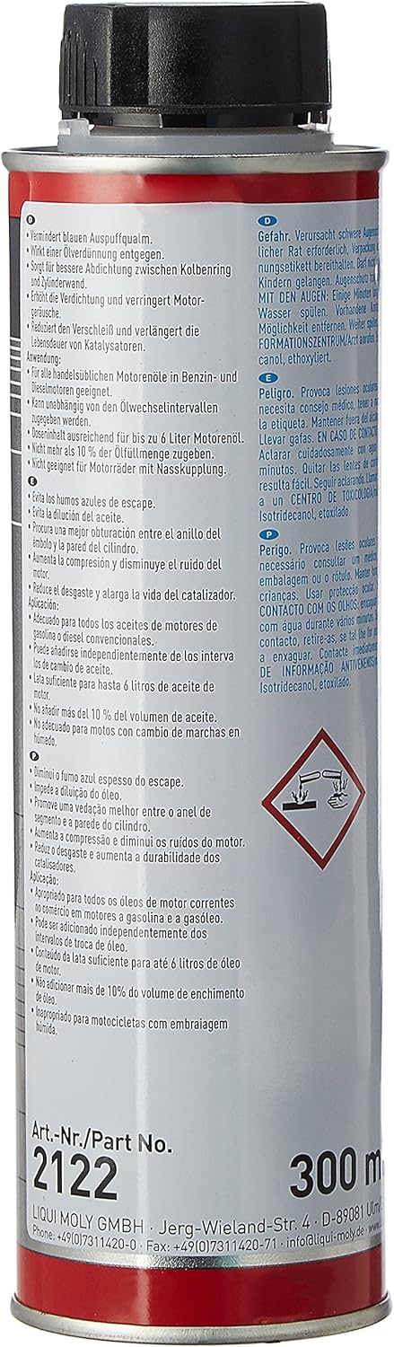 Liqui Moly Oil Smoke Stop 300 ml (2122) Designed to minimize blue exhaust smoke...
