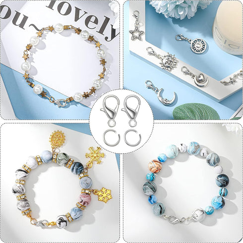 600 Pieces Lobster Clasps and Open Jump Rings Set Lobster Claw Clasps and Closures for Jewelry Making and Bracelets Bracelet Hooks Jewelry Clips(S...
