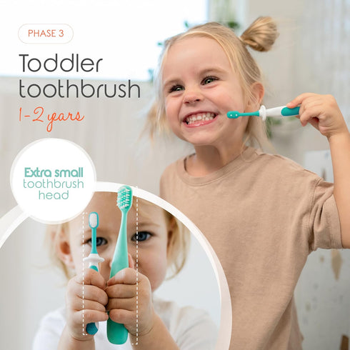 Cherish Baby Care Award-Winning Baby Toothbrush Set (3-24 months) - Baby Finger Toothbrush, Training Toothbrush & Toddler Toothbrush - BPA-Free In...