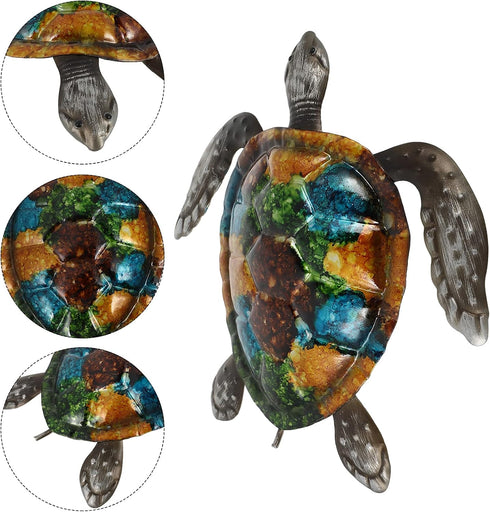 NUOBESTY Turtle Statue Outdoor Metal Turtle Wall Decor Sea Turtle Hanging Wall Art Iron Tortoise Sculpture Ocean Decoration for Home Bedroom Garde...