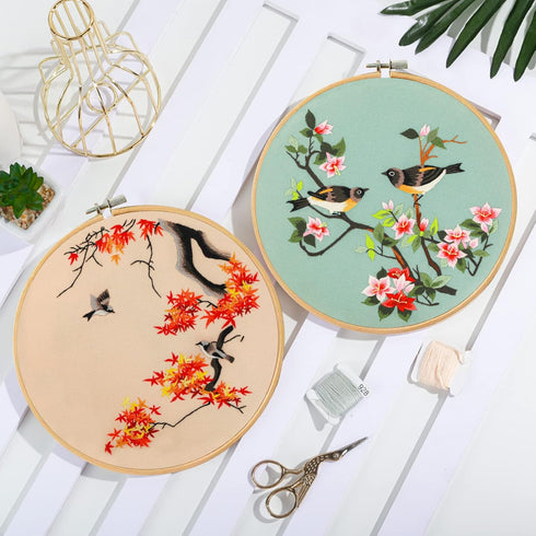 Santune 3 Pack Embroidery Kits for Adults Cross Stitch Kits for Beginners Hand Embroidery with Bird Patterns and Instructions Hobby Kits for Adult...