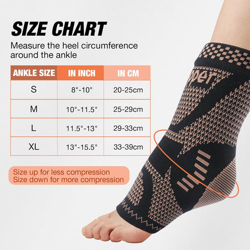Copper Ankle Brace Compression Sleeve for Women & Men (1 Pair), Foot Arch Support Sock for Pain Relief, Plantar Fasciitis, Achilles Tendonitis...