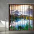 AMFD Mountain Shower Curtain Nature Lake Forest Scenery Wilderness Sunrise Landscape Through Brown Window Picture Art Print Fabric Bathroom Decor ...