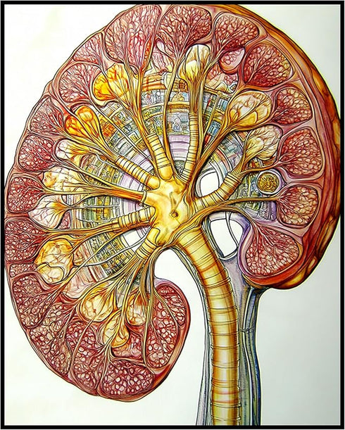 Posterizer 1 pcs-anatomical illustration of the human kidney 1-Teachers & Classrooms-Abstract & Modern Art-School and classroom art- unframed wall...
