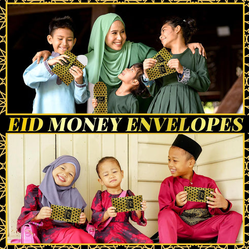 48 Pcs Eid Mubarak Money Envelopes for Cash Gifts Eid Money Envelopes with Gold Foil Printing Design Ramadan Lucky Cash Currency Gift Card Holders...