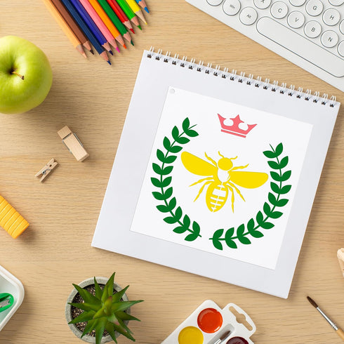 Honeybee Stencils for Painting - 12 Pcs Honeybee Stencils for Crafts Reusable, Daisy Flower Honeybee Stencils for Painting on Wood, Reusable Honey...