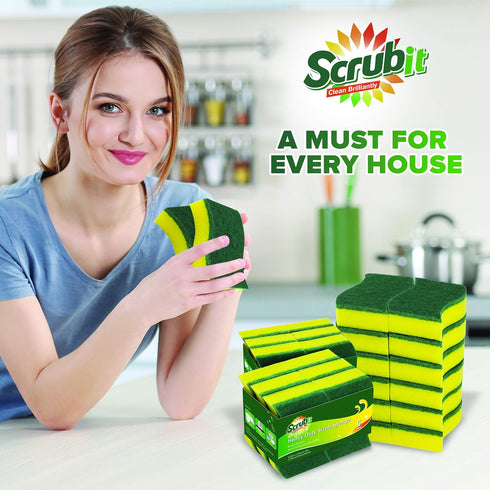 (24 Pack) Heavy Duty Scrub Sponges by SCRUBIT – Kitchen Dish, Sink and Bathroom Cleaning Scrubber Sponge - with Non-Smell Scouring Pad...