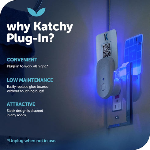 KATCHY Indoor Plug-in Insect Trap - Catcher & Killer for House Flies, Mosquitoes, Fruit Flies, Gnants, and Mosquitos - Chemical-Free, Eco-Friendly...