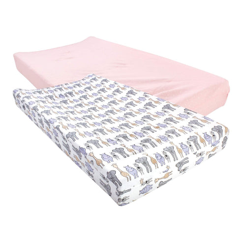 Hudson Baby Unisex Baby Cotton Changing Pad Cover, Pink Safari, One Size...