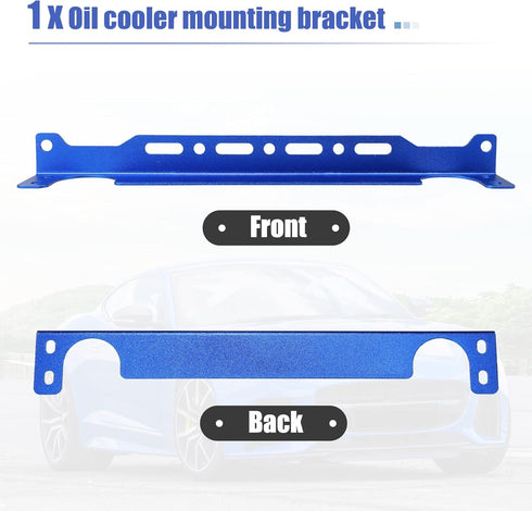 X AUTOHAUX Universal Oil Cooler Mounting Bracket Kit 330mm Aluminum Alloy Engine Oil Cooler Radiator Adapter Kit Oil Cooler Bracket Kit Blue...