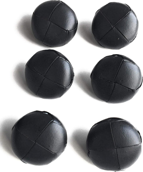 6 - 7/8'' Black Buttons Sets , Black Genuine Leather Button Folded Design,-Ideal Leather Replacement Button Set for Your Favorite Harris Tweed, Ca...