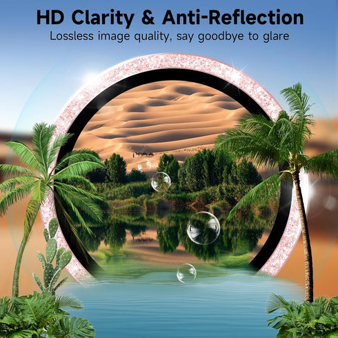 YWXTW for iPhone 15 Plus/ iPhone 15 Camera Lens Protector, Individual Bling Glitter Metal Ring Tempered Glass Camera Screen Protector for iPhone 1...