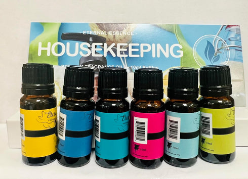 Housekeeping - Gift Set of 6 Premium Fragrance Oils - Clean Cotton, Lemon Blossom, Lemon Grass, Sweet Pea, Ocean Breeze and Mountain Rain - 10ML...