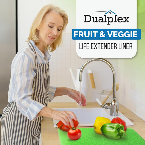 Dualplex® Fruit & Veggie Life Extender Liner for Fridge Refrigerator Drawers, 13 x 10.5 Inches (4 Pack) – Extends The Life of Your Produce & Preve...