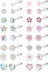 THUNARAZ 16 Pairs Hypoallergenic Screw Back Earrings for Women Girls Surgical Steel Tiny CZ Pearl Ball Heart Flower Screwback Flat Back Stud Earri...