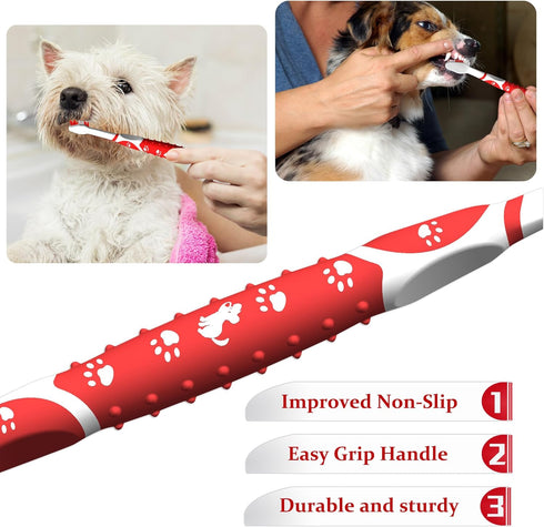 Dog Toothbrush pet Toothbrush Finger Toothbrush Small to Large Dogs,Cats with Soft Bristles Non Slip Dual Head Dog Toothbrush (8 Colors)...