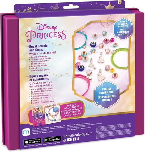 Make It Real - Ultimate Princess Royal Jewels and Gems - DIY Charm Bracelet Making Kit with Disney Princess Charms - Arts & Crafts Bead Kit for Gi...