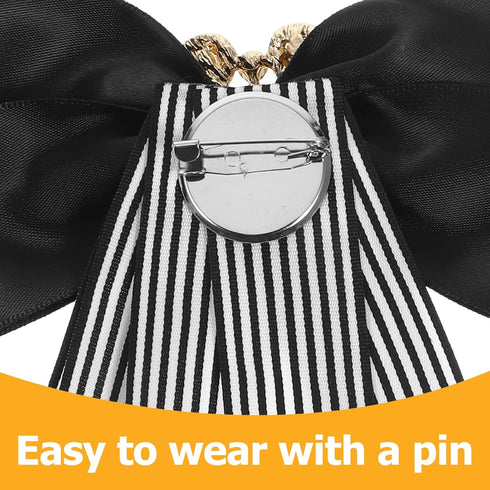 ABOOFAN Big Bow Tie Ribbon Brooch Rhinestone Crystal Ladies Girl Bowknot Bow Tie Suit Shirt Tie Pins Necktie Jabot Collar for Women Uniform (Black...