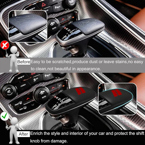 SENSHINE Gear Shift Knob Head Cover Trim for Dodge Charger Challenger Accessories 2015-2023 2024 Durango 2016-2024 ABS Interior Shell Insert Decor...