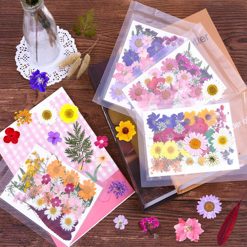 140 Pcs Dried Pressed Flowers for Resin, Real Pressed Flowers Dry Leaves Bulk Natural Herbs Kit for Scrapbooking DIY Art Crafts, Epoxy Resin Jewel...