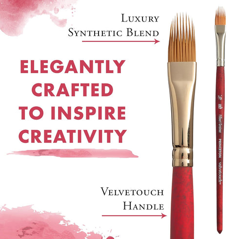 PRINCETON ARTIST BRUSH CO. Princeton Velvetouch Artiste, Mixed-Media Brush for Acrylic, Watercolor & Oil, Series 3950 Filbert Grainer Luxury Synth...