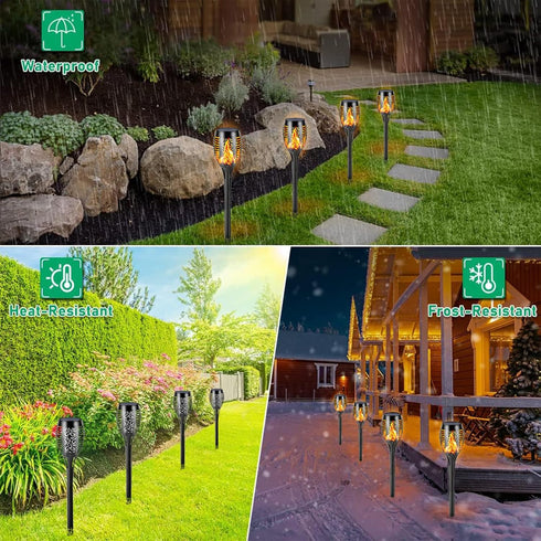 Solar Torch Lights, Solar Lights Outdoor with Flickering Flame,Waterproof Solar Garden Lights Flame Torches for Outside Patio Pathway Yard Decorat...