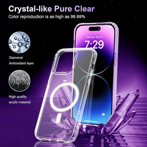 for iPhone 14 Pro Max (5 in 1) MagSafe Shockproof Anti-Drop Cover Case with Anti-Spy Glass Screen Protector, Camera Lens Protector, and Clean Kits...