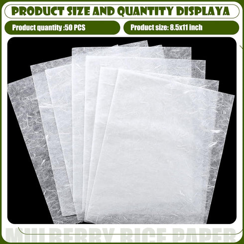 A4 Mulberry Paper Sheets Natural Fiber Rice Paper Handmade Decoupage Paper Sheets Art Tissue Washi Paper DIY Art Craft Origami for Kids Adults Gif...
