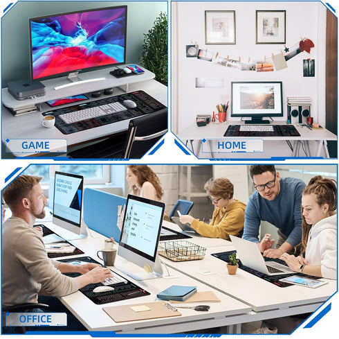 Quick Key Keyboard Mouse Pad, Non-Slip Desk Mat with Office Software Shortcuts Pattern, Upgraded Extended Large Rubber Base Mice Smooth Cloth Mous...