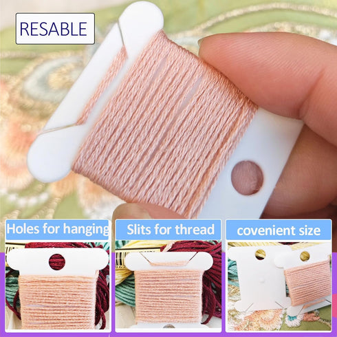 300 Pieces Plastic Floss Bobbins for Cross Cotton Thread Craft DIY Sewing Storage, Thread Organizer Holder, Embroidery Thread Cards Cross Stitch B...