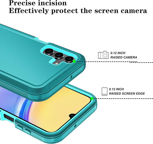 Qinmay Phone Case for Samsung Galaxy A15 5G Case with HD Screen Protector, Samsung A15 5G Case Durable Shockproof 3-Layer Cover for Galaxy A15 5G ...