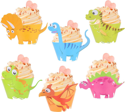 DIYASY 48 Pcs Dinosaur Cupcake Wrappers,Cute Dino Cupcake Decorations for Kids Dinosaur Party, Birthday & Baby Shower Decor....